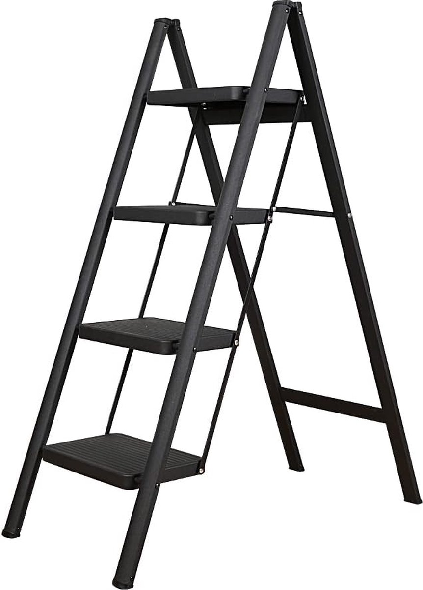 Inklapbare Trapladder - Lichtgewicht Huishoudtrap met Veilig Antislip Design - Compact en Draagbaar - Ideaal voor Klussen in en om het Huis