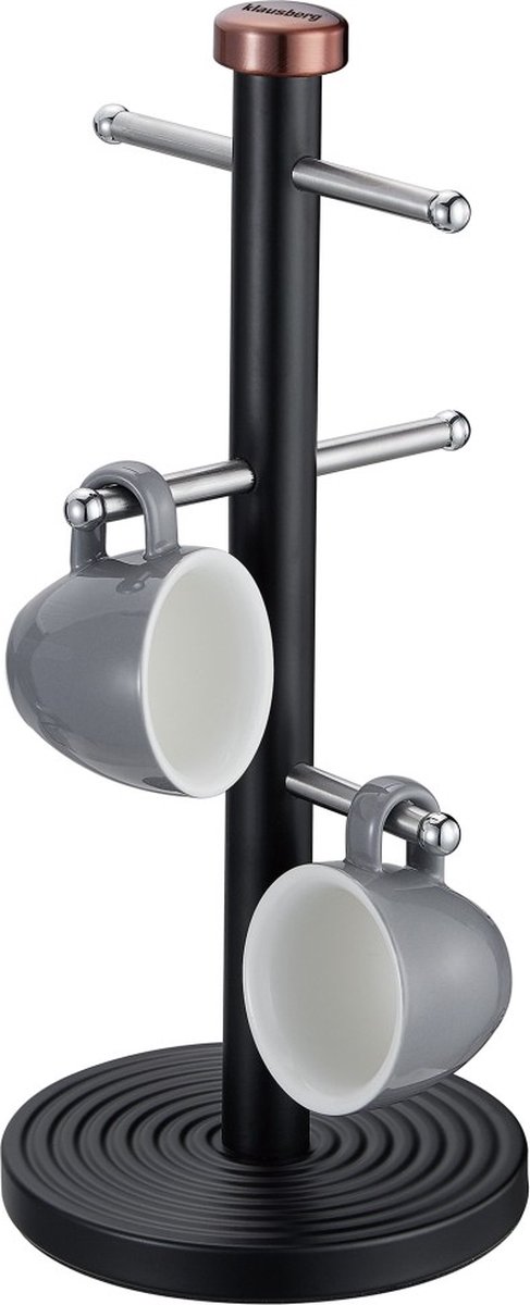 Klausberg 7716 - Mokkenboom – Mokkenhouder – Mokkenrek – Kopjeshouder – Voor 6 Mokken - Zwart