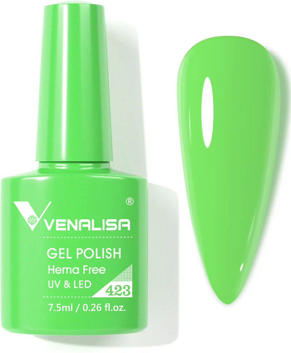 Venalisa UV Gellak Groen - 7.5 ml - 423 - Groene Gellak - Gellac Groen - Gellak Kleuren - Venalisa Gellak - Gellak Nagellak
