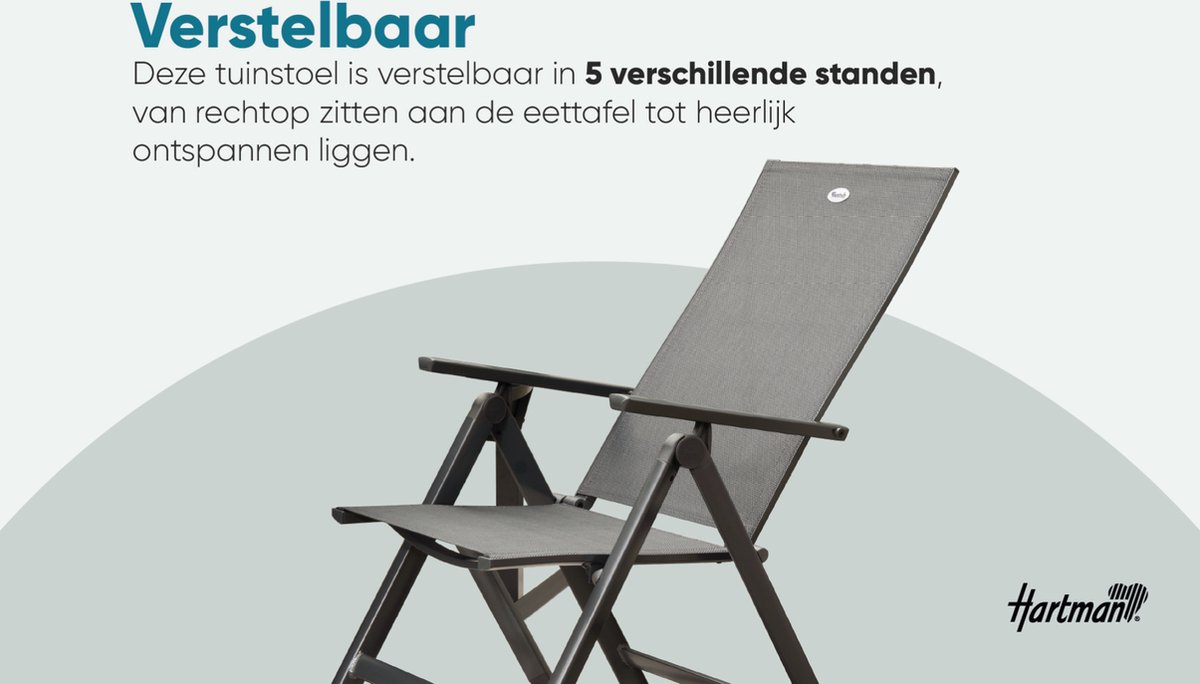 Hartman Aruba Aluminium tuinstoel - Antraciet verstelbaar