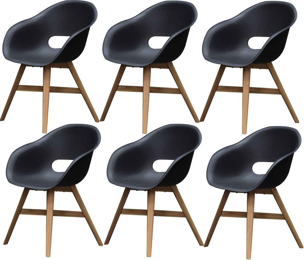 set van 6 Karlstad dining kuipstoel kunststof zwart
