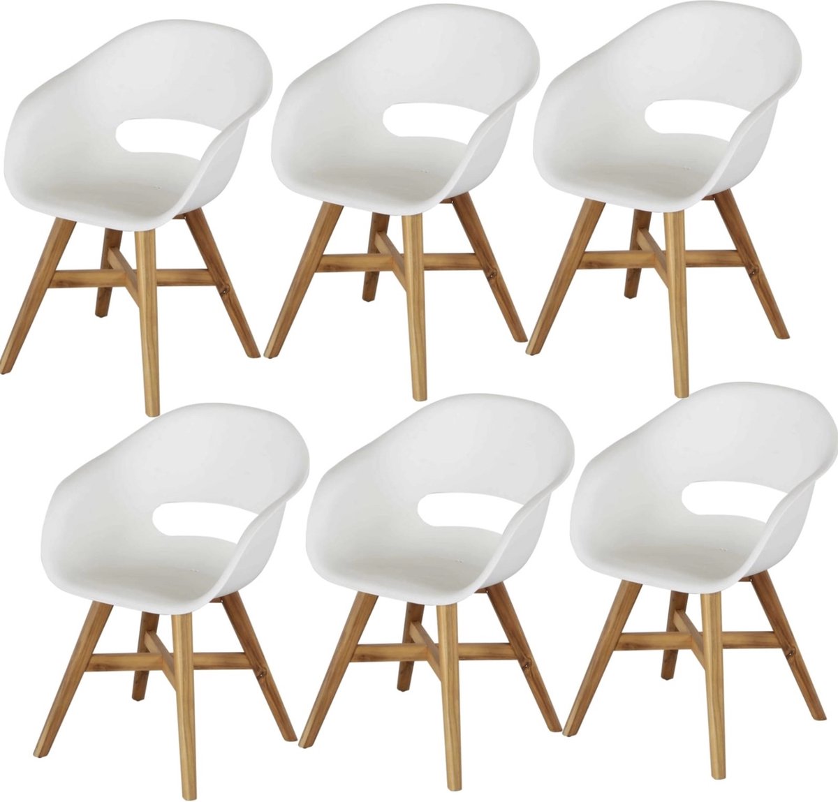 set van 6 Karlstad dining kuipstoel kunststof wit