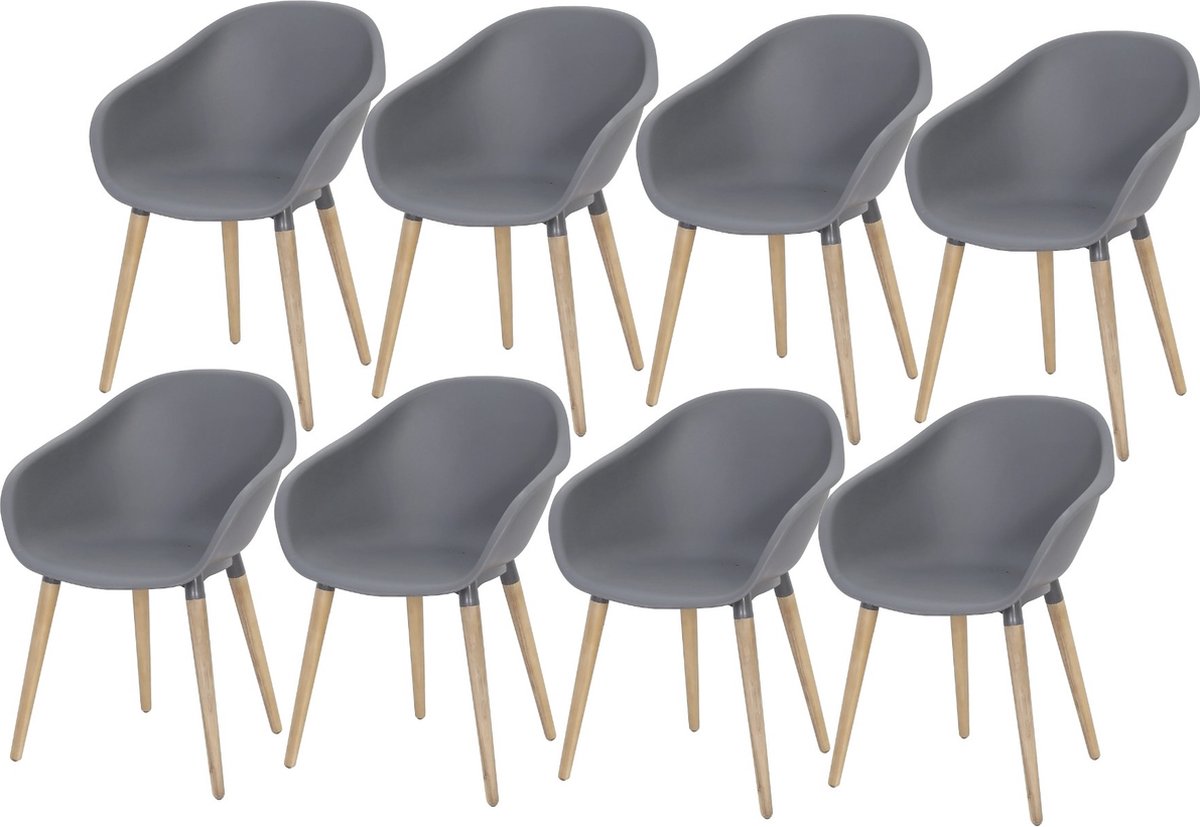Set van 8 Swan dining kuipstoel grijs kunststof