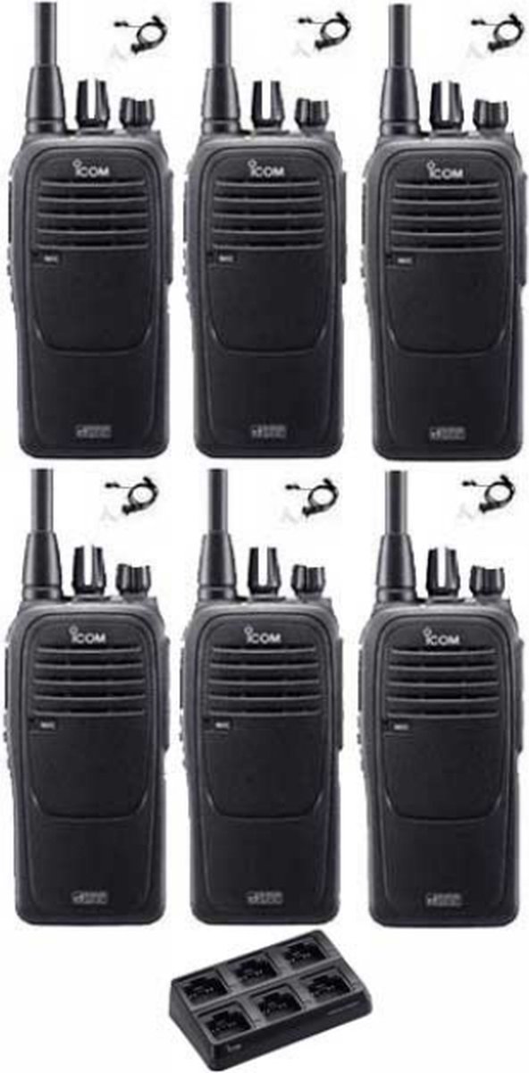 Set van 6 Icom IC-F29DR3 Digitaal met beveiliging headsets en multilader