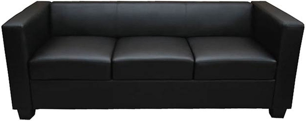 3-zits bank loungebank Lille ~ kunstleder, zwart