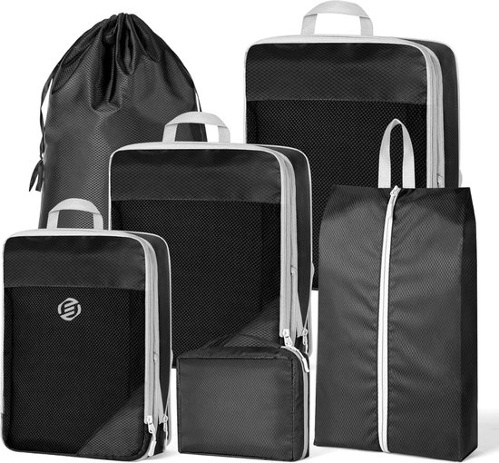 Compression Packing Cubes – 6 stuks – Zwart | Webwinkel