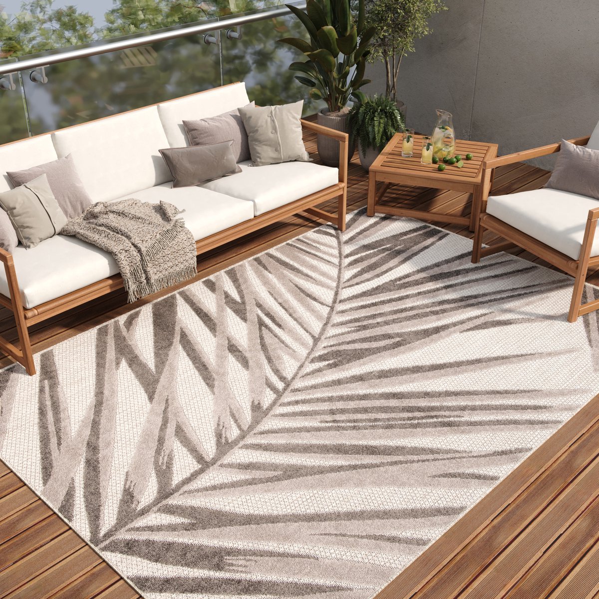Tapiso Patio Indoor Tapijt Grijs Tuintapijt Buiten Buitenkleed Outdoor Modern Maat- 120x170