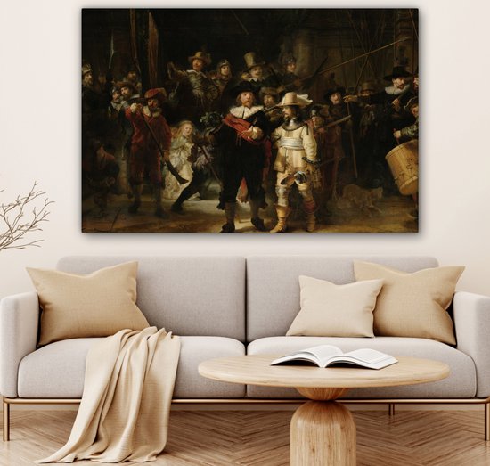 Peinture sur Toile La Ronde de Nuit - Art - Maîtres Anciens - Rembrandt - 150x100 cm - Décoration murale