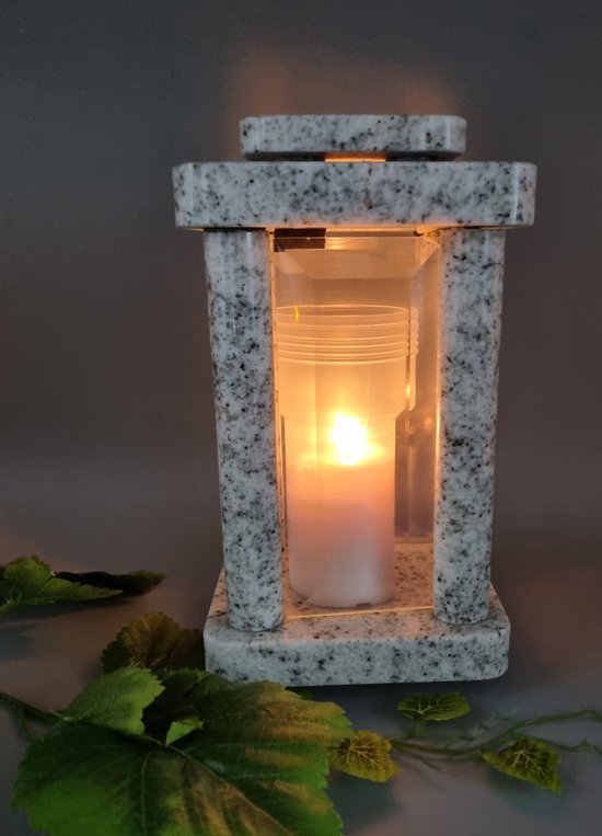 Lanterne Funéraire Arbre 29,5 Cm Or - Lampe Commémorative Extérieure Avec Bougie