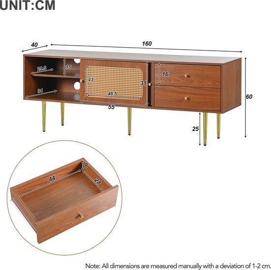 Hanah Home Stylish TV Stand, Old & Black, 90 x 35 x 36.8 cm