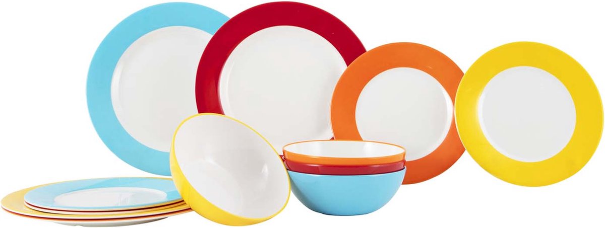 Gimex - Colour Line - Servies - Rainbow - 12-Delig