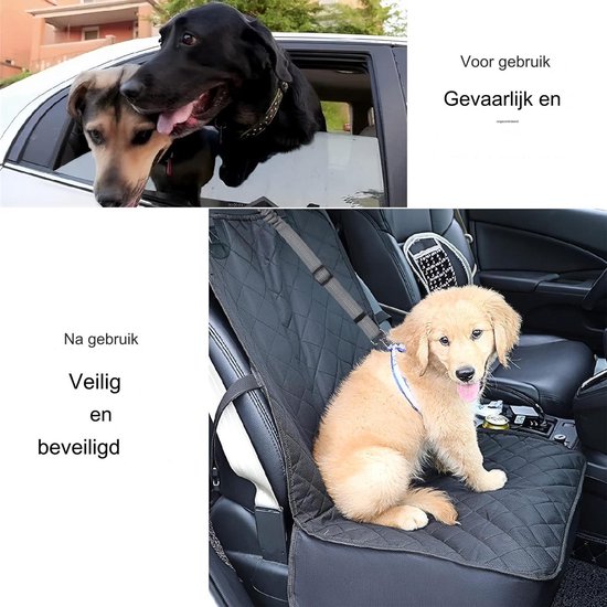 Honden hoofdsteun autogordel - Verstelbare elastische autogordel voor huisdieren - 75CM - Autoharnas voor honden en katten - Sterke nylon bungee buffer - Autogordels voor honden - Veiligheidsriem voor huisdieren - Grijs