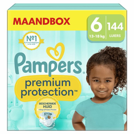 Pampers Premium Protection Maat 6, 144 Luiers, 13kg-18kg