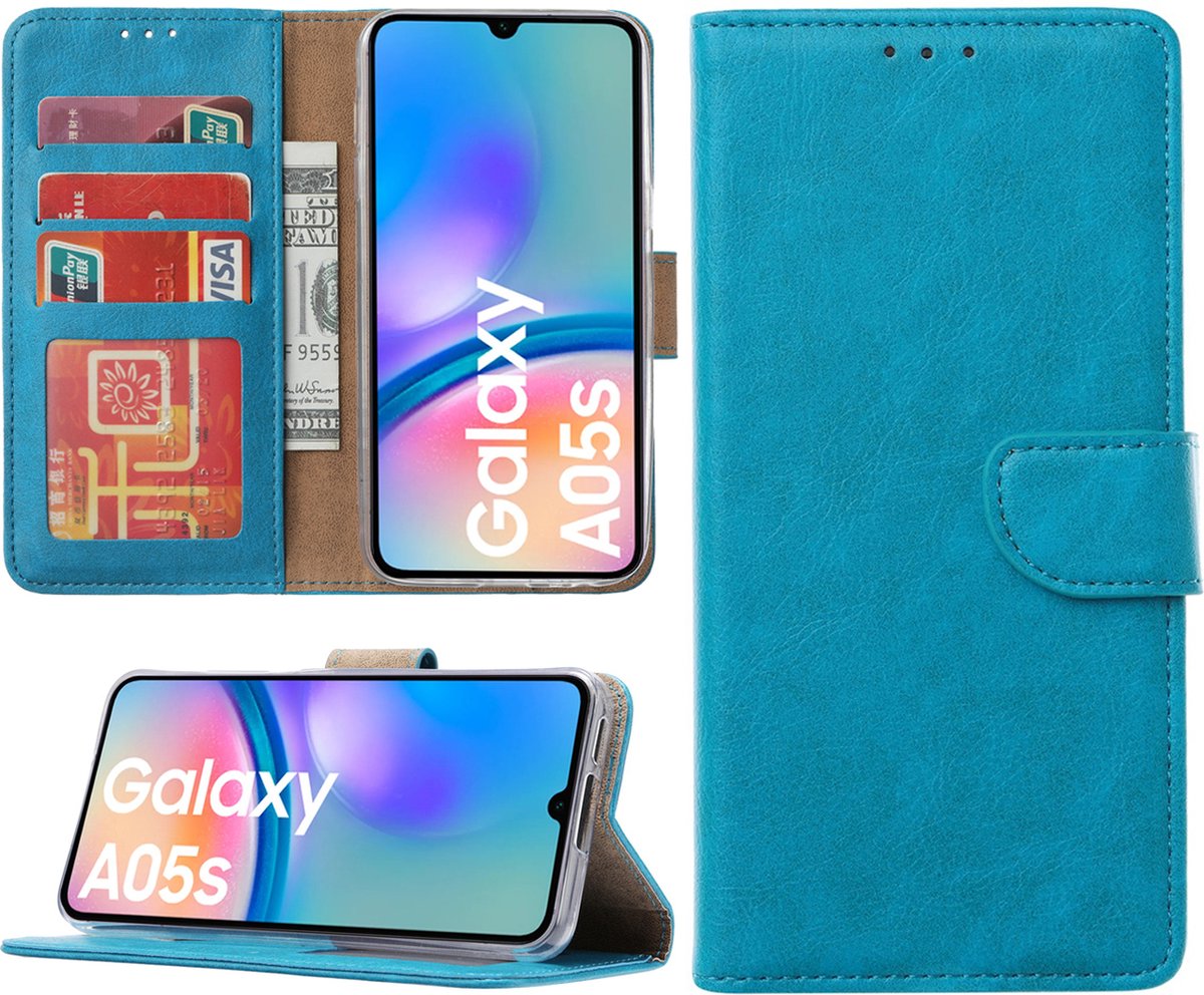 Hoesje geschikt voor Samsung Galaxy A05s bookcase met pasjeshouder - Blauw