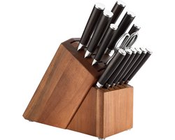 Xinzuo B1H Series – Messenset 15-delig - Professioneel - Gehamerd Damascus staal (67 laag met kern van 10Cr15CoMoV) - Vlijmscherp - Messenset inclusief messenblok, keukenschaar, aanzetstaal, steakmessen en geschenkdoos