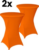 Statafelrok Oranje 2x – Extra dik & Sterk - ∅80-85 x 110 cm – Tafelhoezen voor Statafel – Partytafel Tafelrok – Stretch 2 stuks Statafelhoes - Sta Tafel Hoes - Staantafelhoes – Trouwerij - Rebuust en weerbestendig – Cocktailparty