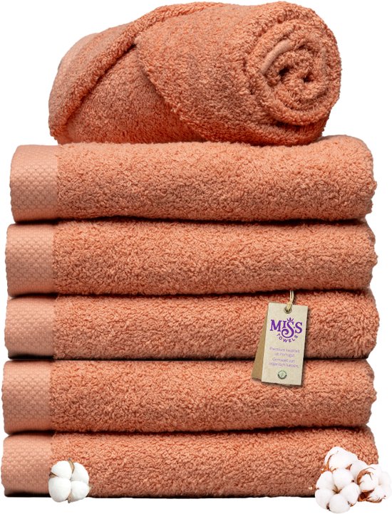 Miss Towels - Hotelhanddoek - Zalm - 50x100 - 5+1 Bundel