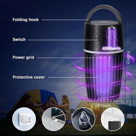 AOOWU Lampe Anti Moustique, 360°UV Tueur D'ctes Électrique Lampe 11W