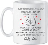 Subli-Print Classic Mug 330 Ml - Mug personnalisé Cadeau - À mon papa bonus Bien que je ne vienne pas de ta poche, je sais que tu me soutiens toujours. Merci d'avoir supporté ma maman - Mug avec texte - Wit/ gris / noir / rouge