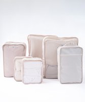 Cubes d'emballage - Ensemble organisateur de valise - Compression de cubes d'emballage - Organisateur de vêtements - Premium - Cube de compression - Organisateur de voyage - 6 pièces - Beige