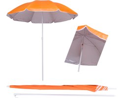 Tweeez - StrandParasol 150 cm Doorsnede - Oranje - UV Coating - met Draagtas - Strand Parasol Tweeez - StrandParasol 150 cm Doorsnede - Oranje - UV Coating - met Draagtas - Strand Parasol