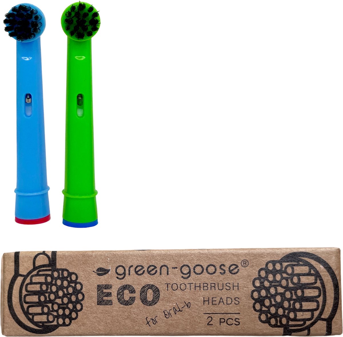 green-goose® Oral B Opzetborstels - 2 Stuks - Houtskool - Duurzaam Materiaal - BPA-vrij