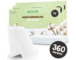 Mr. Green Mind Wasstrips ECO 360 Wasbeurten Fresh linen Milieuvriendelijke Wasmiddeldoekjes Wasvellen Wasmiddel Voordeelverpakking incl. wasverzachter