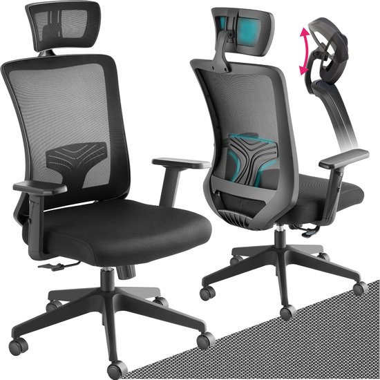 Foto: Tectake ergonomische bureaustoel met rugleuning ergonomische fauteuil stoel bureaustoel draaistoel met wielen bureaustoel voor thuiskantoor computerstoel voor gamers werk