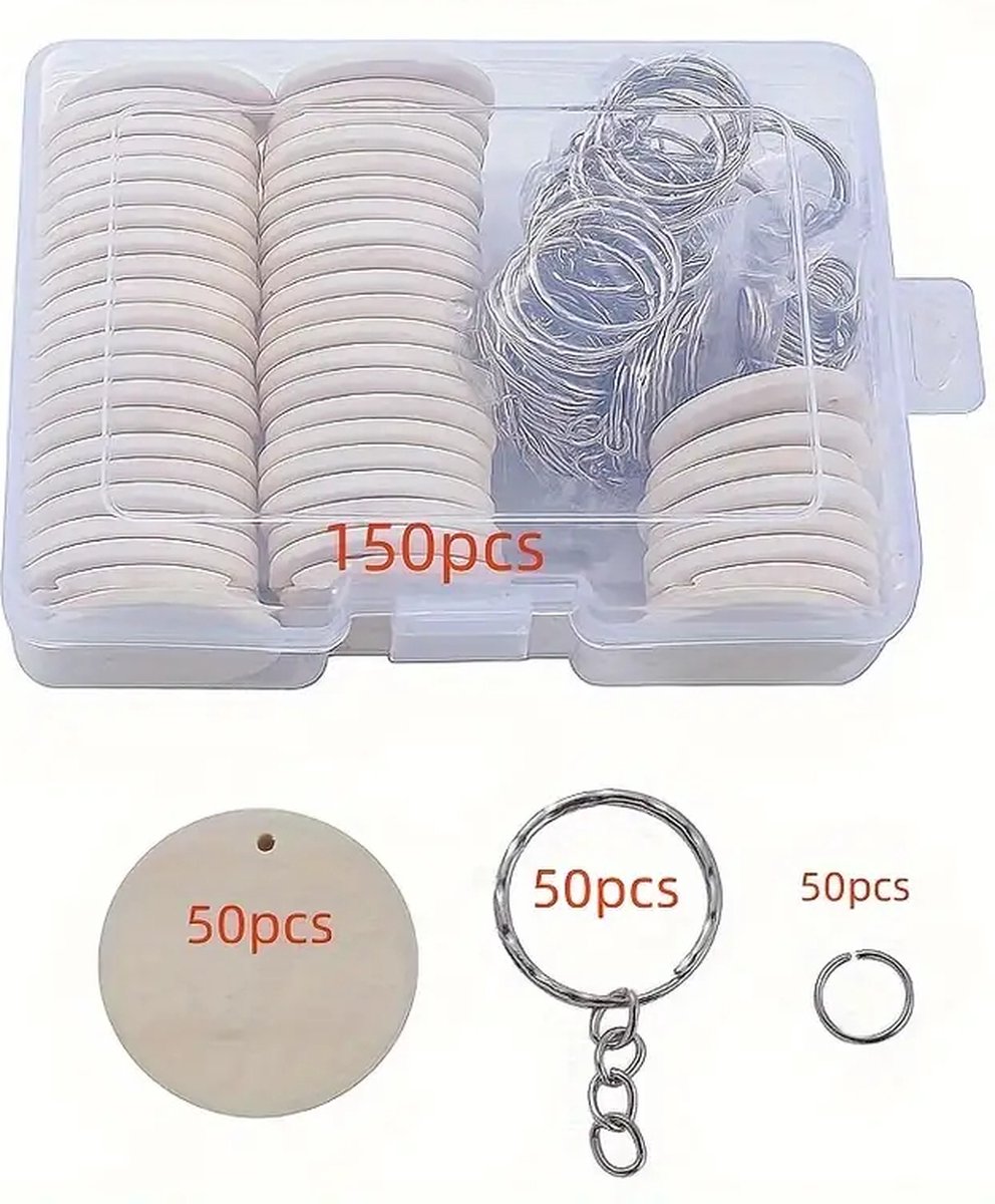 25 stuks lederen houten sleutelhanger blanco, met leren band, voor