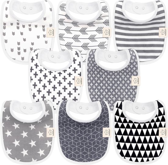 8 Bavoirs Bébé Coton Bio - Absorbants, Réglables Pour Garçon Et Fille 0-24 Mois