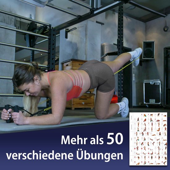 POWERFUL-X Weerstandsbanden met deuranker en handgrepen, weerstandsbanden, fitnessbanden voor krachttraining, training voor vrouwen en mannen, yoga, fysiotherapie