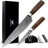 Master Knives Professioneel Koksmes met Messenslijper - 20 CM - Groente Mes 17 CM - Incl Vingerbeschermer - Vlijmscherp