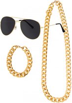 1x Pimp Pimp Set - collier/bracelet/lunettes - Carnaval thème fête défilé fiun Pimp party Festival