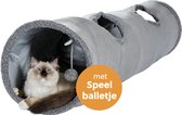 PetFriends Kattentunnel met speelballetje - 130cm - Speeltunnel - Konijnentunnel - Antraciet - Extra Stevig