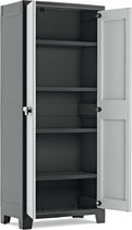 Bol.com Kunststof kast hoog zwart/grijs 80 x 44 x 182 cm incl. 4 legplanken - UV- en waterbestendig - voor binnen en buiten - 70... aanbieding