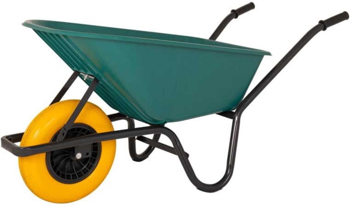 Topgear Kunststof kruiwagen 85L - groen - anti-lek band - lichtgewicht - tuinwerkzaamheden