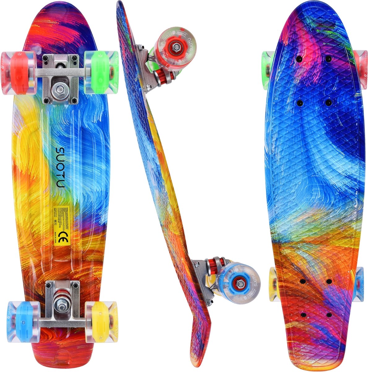 Suotu Skateboard - Skateboard Jongens – Wielen met LED-verlichting - Skateboard Meisjes – Skateboard Volwassenen - Hemelsblauw