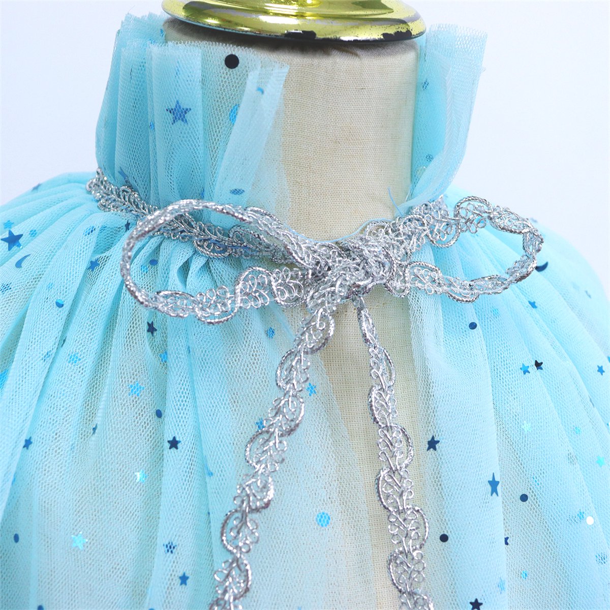 Joya Kids® Verkleedcape met Accessoires Licht Blauw | Prinsessencape | Cape Set | Unicorn | Meisje Verkleedset | Carnvalskleding Meisjes | Met Kroon, Staf, Handschoenen en Sieradenset — afbeelding 10