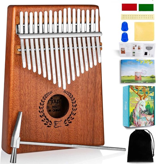 Kalimba Finger Instrument - Finger Piano met Beschermhoes - Muzikaal Houten Instrument - 17 Toetsen - Thumb Piano - Kalimba Kit met Accessoires