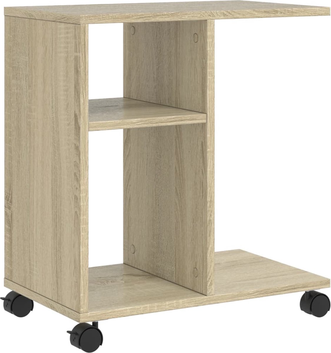 vidaXL Bijzettafel - met - wieltjes - 50x30x55 - cm - hout - sonoma - eikenkleurig sonoma eiken