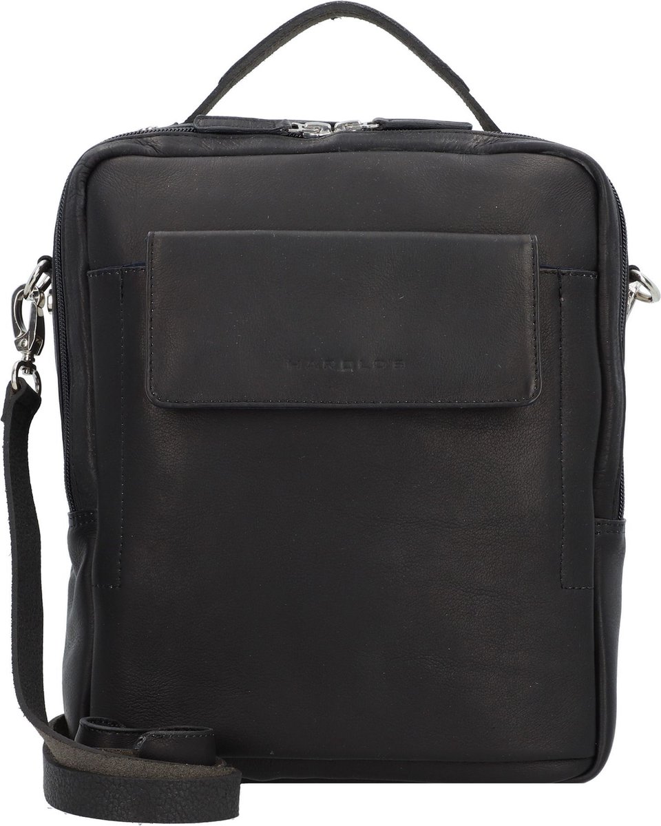 HAROLD'S Leren Schoudertas Country Crossbag Handle Black Zwart
