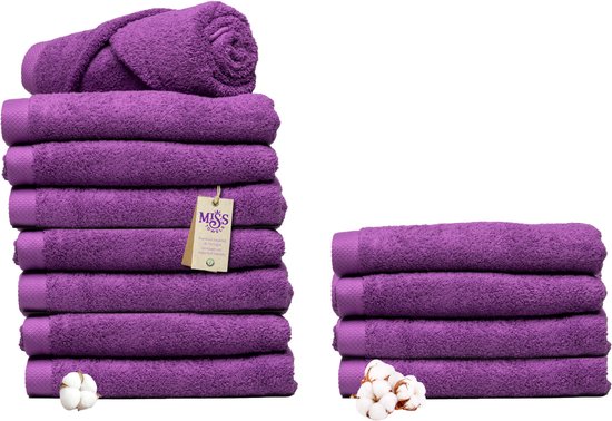 Miss Towels - Hotelhanddoek - Paars - 70x140 - 8+4 Bundel