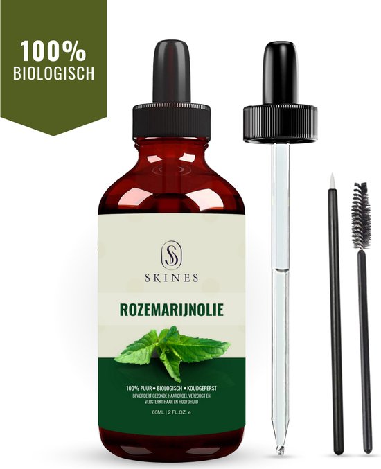 Foto: Skines rozemarijn haarolie rosemary oil 100 bio oil puur koudgeperst biologische haar olie 60ml serum voor haar huid wimpers wenkbrauwen wonderolie