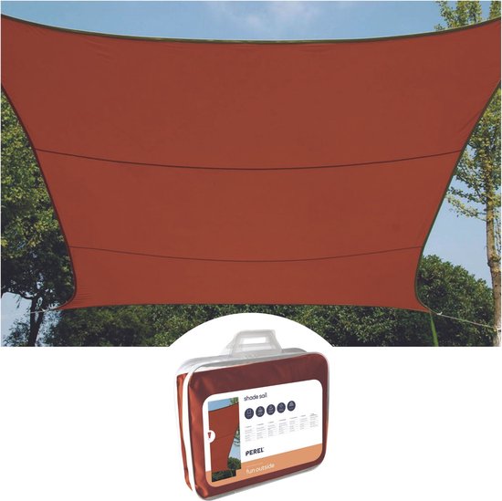 Schaduwdoek - Zonnezeil - Vierkant - 3,6 x 3,6 m - Kleur: Terracotta - Perel