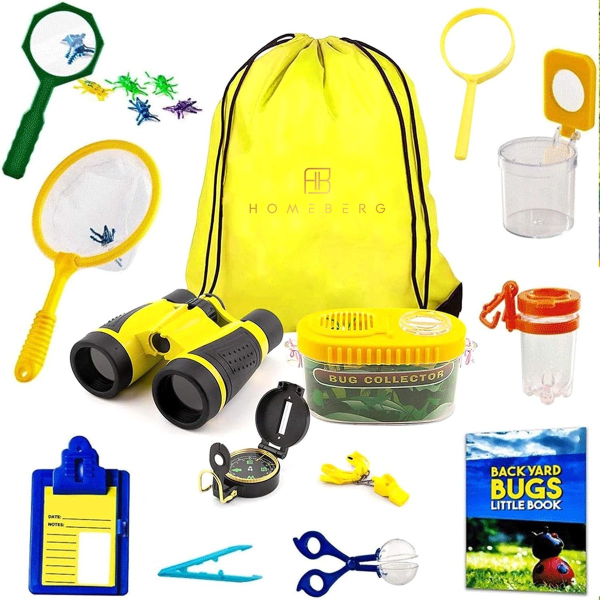 Adventure Kids Outdoor Set - Insecten vanger - Exploratie Kit - Avonturen set - Kinder outdoor - Kinderen - Speelgoed - Verrekijker - Cadeau - Camping - Educatief - Geel