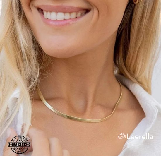Leerella Luxe 18K Goudkleurige Snake Ketting van Roestvrij staal- Perfect Cadeau voor Moederdag, Valentijnsdag, Verjaardag - Actie! 40+5cm