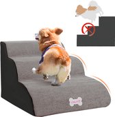 CALIYO Hondentrap - Trap Hond 3 Treden – 40x60x40 cm - Hondentrapje voor Honden - Hondenloopplank - Opstapje Hond - Foam - Lichtgrijs