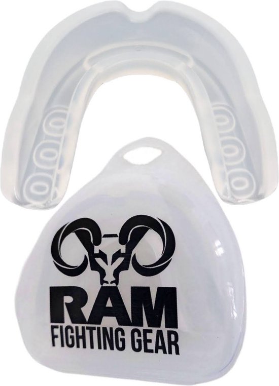 RAM Gebitsbeschermer met Opbergdoosje - Bitje voor Boksen / Kickboksen / Karate / Rugby / Hockey - Geschikt voor volwassenen - Transparant
