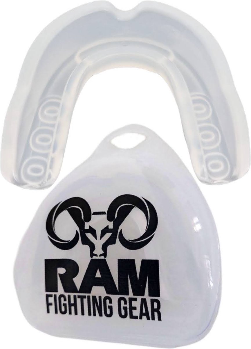RAM Gebitsbeschermer met Opbergdoosje - Bitje voor Boksen / Kickboksen / Karate / Rugby / Hockey - Geschikt voor volwassenen - Transparant
