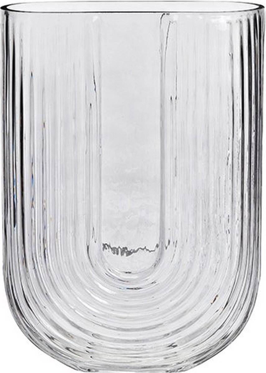 Vaas - U-vorm - Minimalistisch - Grijs - Glas